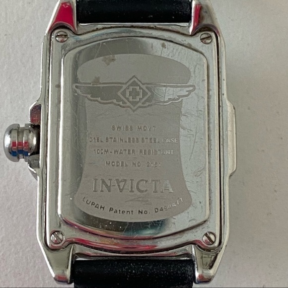 Invicta Lupah Chronograph Genuine Diamond Steel Watch with Black Leather Band